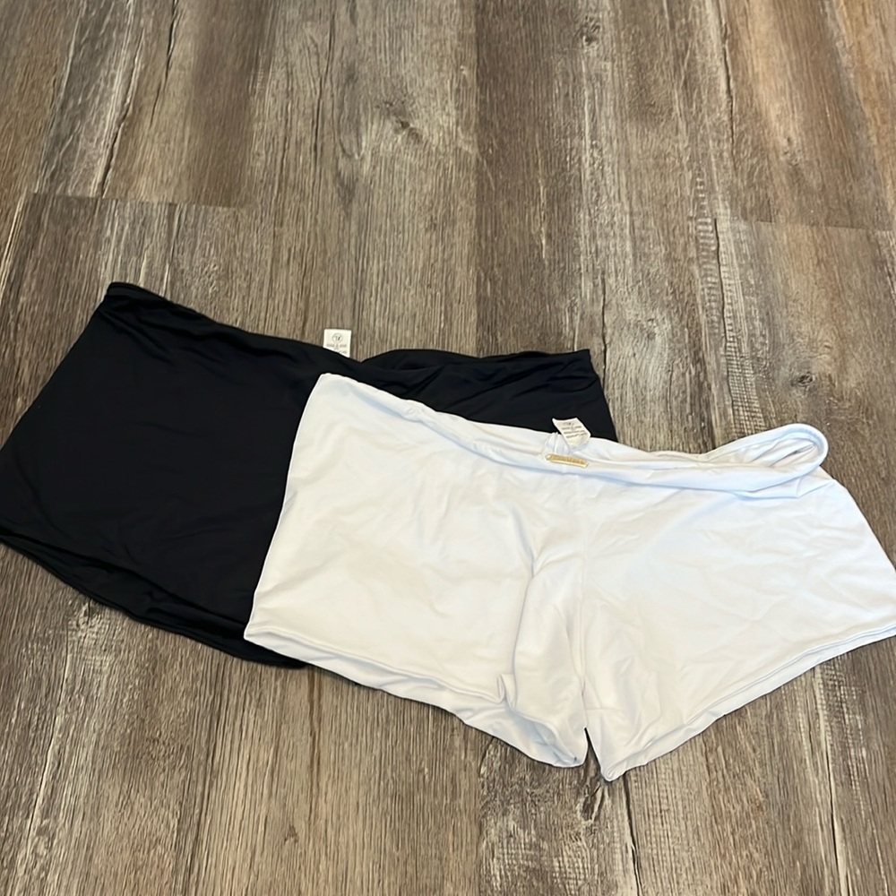 Black and white swim shorts